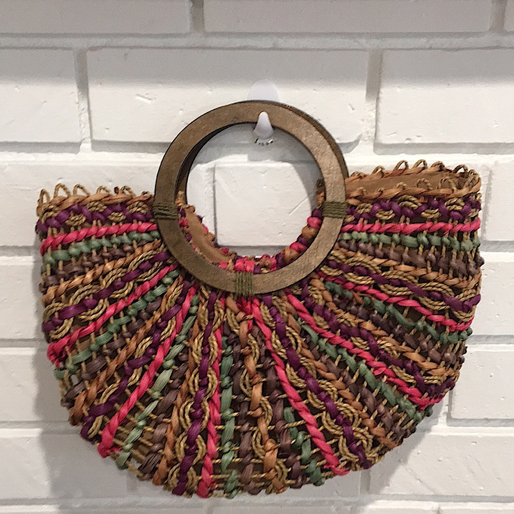 Charming Charlie Colorful Straw Bag